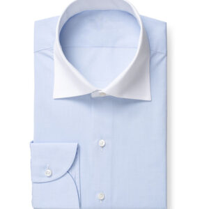 Camisa business azul cielo con cuello y puños a contraste blanco 100% algodón pima